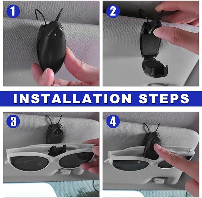 5 PCS Car Sun Visor Clips, Compact Auto Sunshade Sunglasses Clip Ticket Card Holder, Universal Sun Visor Organizer Eyeglasses Mount for Most Vehicles (Blue+Red+White+Black+Gray) - Image 5