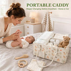ABOOFAN Baby Diaper Caddy Organizer with Removable Dividers and Handle | Deer Print Felt Nursery Storage Bin, Holds Diapers, Wipes and Newborn Essentials, Portable for Changing Table, Car & Bedside - Image 2