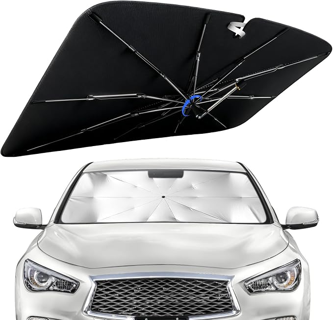 Windshield Sun Shade for Infiniti Q50 2014-2026 with 360° Rotating Shaft | Custom Fit Umbrella Sunshade for UV Blocking, Interior Heat Protection, Easy Storage, UPF 50+ Cool Windshield Cover by Lonyaqui