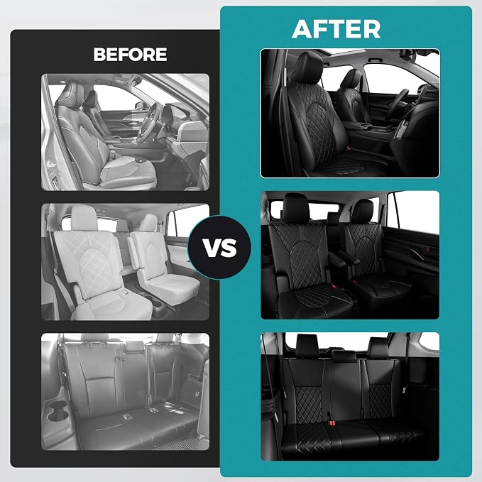 Custom Seat Covers for Toyota Grand Highlander 2024-2026 7 Seats | black, faux leather, 2nd row captain chairs, waterproof, breathable, airbag compatible, stain resistant - Image 7