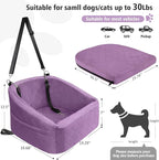NEEZUKAR Dog Car Seat for Small Medium Dogs,Detachable Washable Dog Booster Seat Under 30lbs, Pet Car Seats Travel Bed with Storage Pockets and Safety Belt (Purple) - Image 2