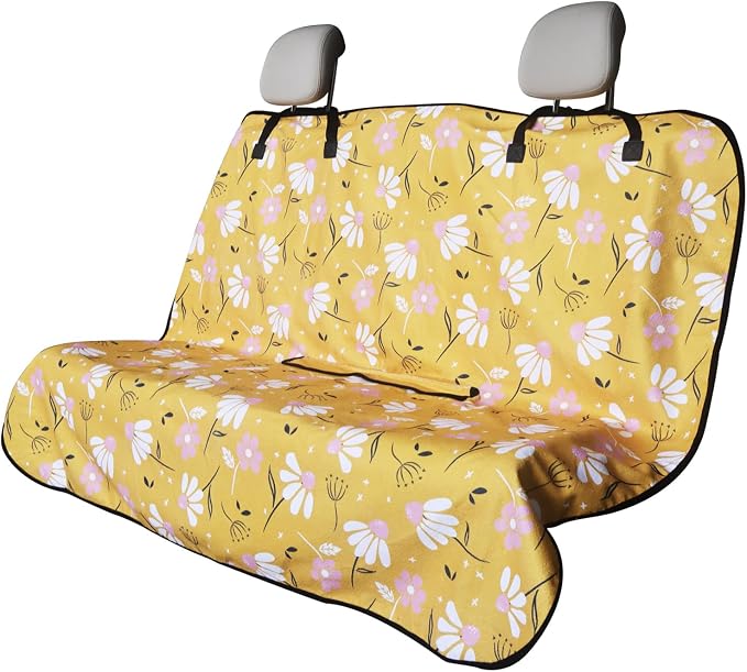 Sweat Towel Car Seat Cover Protector Front Seats for Gym Workout, Running, Swimming, Beach and Hiking, Waterproof Universal Seat Cover for Car, Trucks, Van & SUV (1, Chamomile, Rear Seat) by Unknown