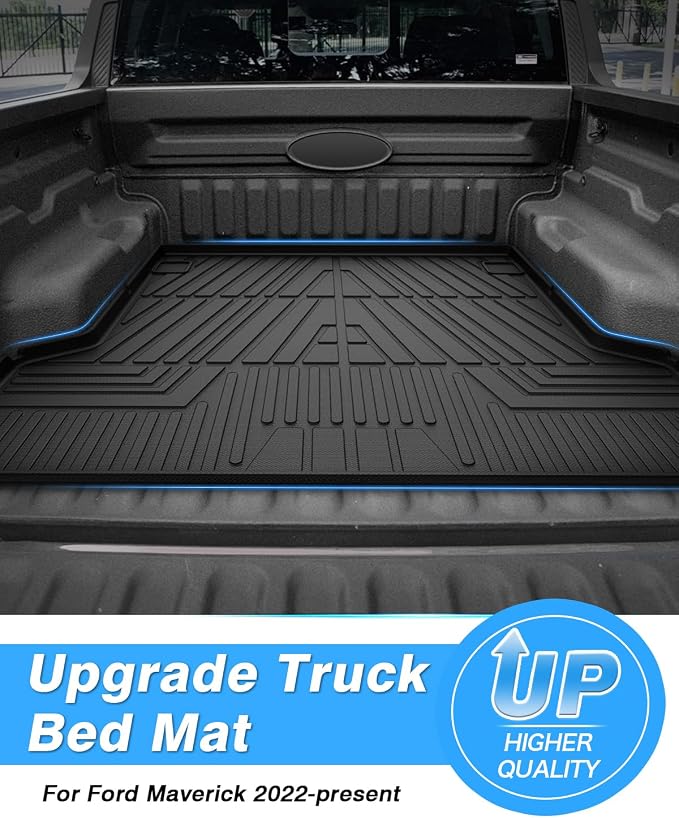 Powerty Truck Bed Mat for Ford Maverick (Gas & Hybrid XL/XLT/Lariat Models) 2022 2023 2024 2025 2026 Accessories All Weather Truck Bed Liner TPE Pickup Bed Mat Black - Image 2