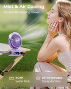 SWEETFULL Portable Misting Clip On Fan, USB-C Rechargeable Mini Personal Cooling Fan with 4 Speeds, 360° Rotatable, Quiet Cooling for Outdoor, Camping, Golf Cart, Travel, Stroller & Desk (Purple) - Image 2