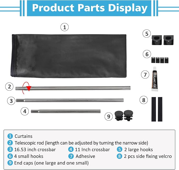 ZATOOTO Car Divider Curtain 5.25 ft * 3.48 ft,Soft Suede for Durable | Car Privacy Curtains with Pole Backseat Blackout Curtain，For Camping Travel and Breaks, Lengths Adjustable for Most Cars - Image 8