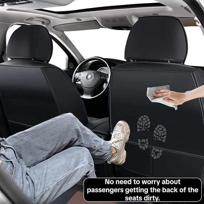 Car Seat Cover Full Set Kit, Universal Car Seat Cover for Cars, Waterproof Leather, Protect & Upgrade Car Interior, Airbag Compatible, Easy to Install & Clean, for SUV, Pickup Truck, Sedan - Image 5