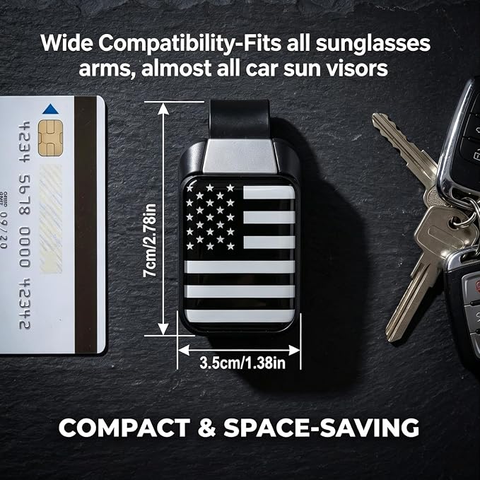 Dsycar 2 Pack Sunglass Holder for Car Visor, Black American Flag | One-Handed-Operation Sunglass Visor Clip, Easy Access Storage for Driving,Universal Fits - Image 6