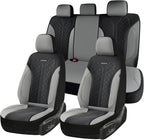 Coverado Car Seat Covers 5 Seats, Seat Covers Full Set, Mesh Breathable Seat Protectors, 5-Piece Spill-Proof White Automotive Seat Covers, Universal Fit for SUV, Sedan, Truck by COVERADOAUTO