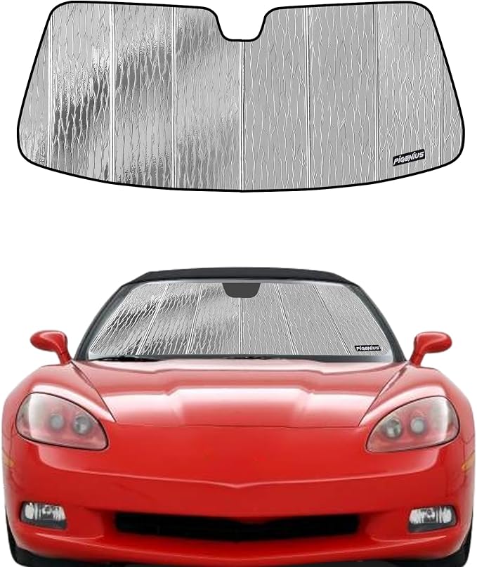 Pigenius Windshield Sunshade for Chevy Corvette C6 2009-2013, Reversible Silver/Black by Pigenius