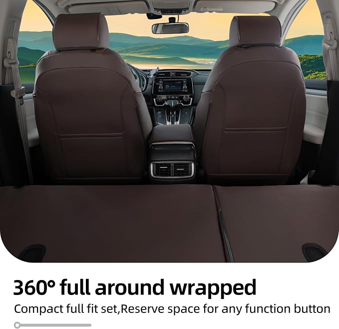 Lolcar CRV Seat Covers Custom Fit for Honda CRV 2017 2018 2019 2020 2021 2022,Leather Car Seat Cover Full Set for Trucks SUV,Waterproof Car Seat Cushion,Faux Leather(Coffee) - Image 6