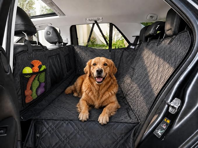 Bulldogology Hard Bottom Dog Seat Cover for Back Seat - Waterproof Backseat Extender for Dogs - Heavy-Duty Pet Hammock & Rear Protector for SUV Car Trucks - Non-Slip Dog Hammock with Platform by BulldogologyPetSolutions