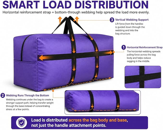 DoYiKe Large Storage Duffle Bag, Duffel Bag for Travel Purple 80L - Image 4