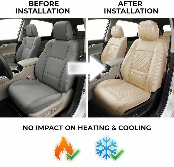 Fit for Tacoma Seat Covers Compatible with Toyota Tacoma 3rd gen 2016-2023 - Waterproof Breathable Leather Automotive Seat Cushions Protector,Airbag Compatible,Full Set 5 Seats(Beige) - Image 5