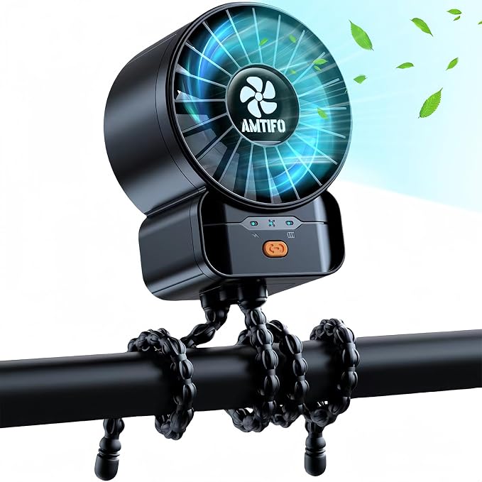 AMTIFO Portable Stroller Fan - 4-Speed Rechargeable USB Fan, Quiet Clip-on Baby Fans for Stroller Crib and Travel - Compact & Battery-Operated Cooling Fans for Baby Comfort on the Go by AMTIFO