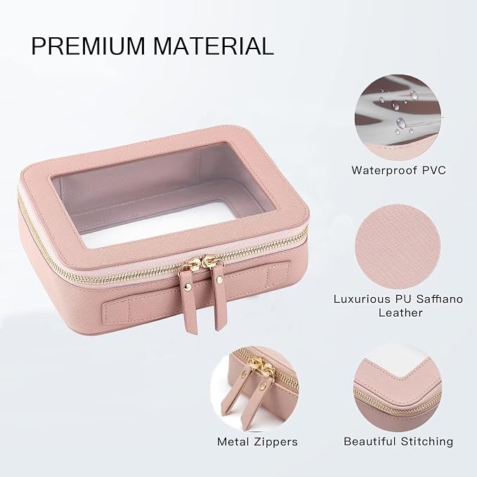 Clear Makeup Bag with Mini Cosmetic Bags,Travel Toiletry Bags for Women,Portable Cosmetic Bags Case, Transparent Waterproof Cosmetic Organizer Storage Bags for Women Men - Image 2