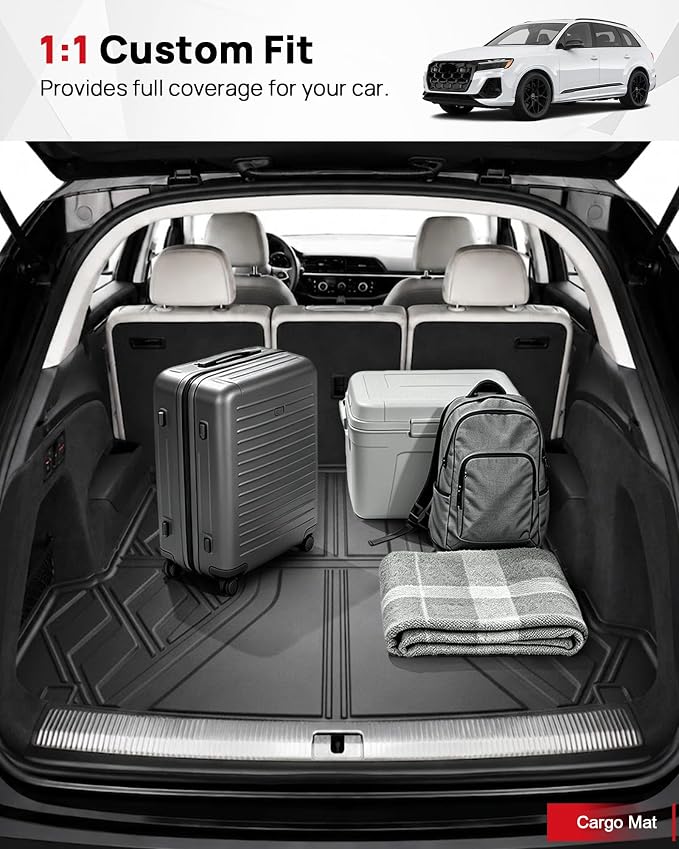 Original Cargo Liner Fit for 2017-2026 Audi Q7/SQ7 | All Weather TPE Custom Fit for Q7 Cargo Tray Non-Slip Rear Trunk Mat, Black - Image 2