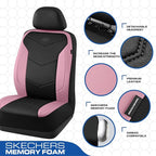 Skechers Memory Foam Seat Covers,Leather Car Seat Covers, Ultimate Comfort & Support Seat Covers Full Sets Airbag Compatible, Automotive Universal Fit Most for SUVs, Vans, Sedans, Cars, Trucks,Pink - Image 3