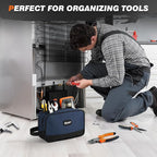 Tool Bag 2-Pack 12" 10", Divider Zipper Pouch, Small Tool Box Organizer | Waterproof, Heavy-duty Oxford, Smooth Zipper, Handle & D-Ring, Storage Case for Car Work Tool. Electrician Gift, Orange/Blue - Image 6
