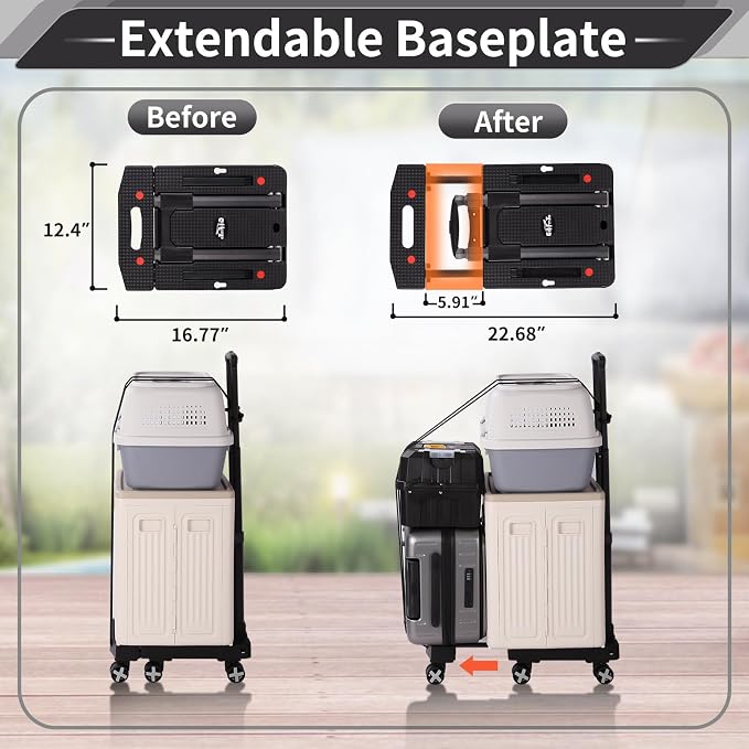 GtIiFmTe Foldable Hand Truck, Lightweight Luggage Cart for Airport Car Seat | Compact Folding dolly with Rotating swivel wheel,storage size12×15.7×4.1",300lbs Load,Upright Lock Handle with 3bungee cords - Image 5
