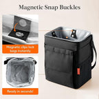 Lifewit Car Trash Can with Lid, Garbage Bag Hanging, Trash Bin, 2 Gallon | Leakproof, Waterproof, Tissue Holder, Adjustable Straps, Magnetic Snaps, Automotive Interior Accessories, Black - Image 5