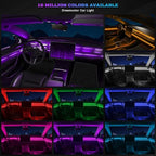 RGB Acrylic Interior Car LED Strip Light with Wireless APP, Car Accessories 6 in 1 with 175 inches 593 LEDs Fiber Optic Ambient Lighting Kits, Dynamic Music Sync Neon LED Strip Light for Car - Image 3