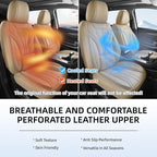 HChengkikz Car Seat Covers Full Set, Full-Wrap Faux Leather (Beige) | Universal Fit for SUV Truck Pickup Sedan, Waterproof with Memory Foam Lumbar Support, Airbag Compatible - Image 9