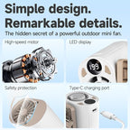 Foluu 199 Speeds Portable Clip Fan with LED Display, 18000RPM Turbo Cooling Personal Fan for Car, Desk, Umbrella, Waist, 360°Rotatable Rechargeable Mini Fan for Outdoor Camping Hiking (White) - Image 3