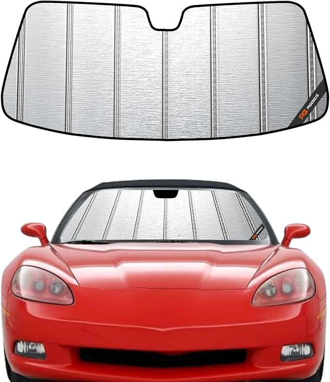 Pigenius Windshield Sunshade for Chevy Corvette C6 2009-2013, Metallic Silver Finish by Pigenius