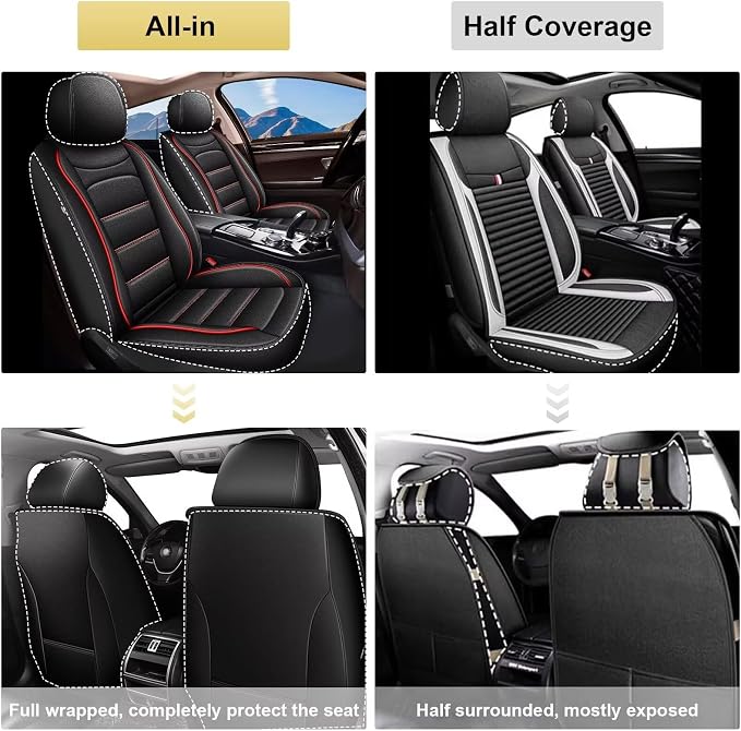 IKABEVEM Car Seat Covers Fit for Mazda 3 2007-2019: Luxury Leather Automotive Front Seat Covers, Car Seat Protector(2PCS Front, Black&Redline) - Image 5