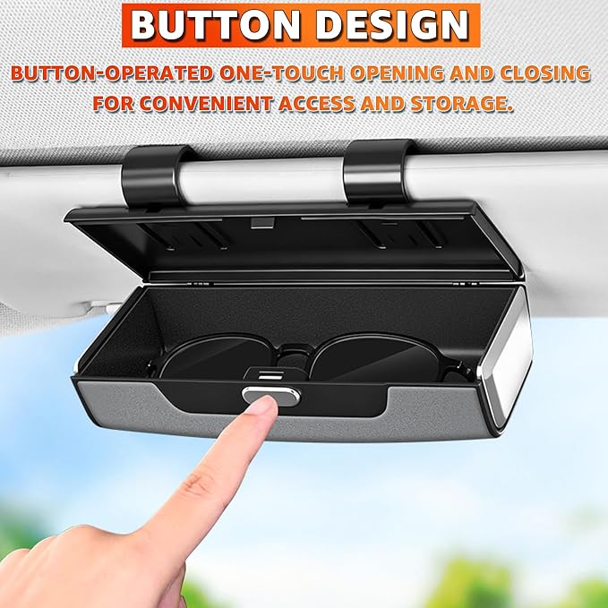 Car Sunglasses Holder for Sun Visor, Button Leather Eyeglass Hanger and Interior Storage Box - Image 6