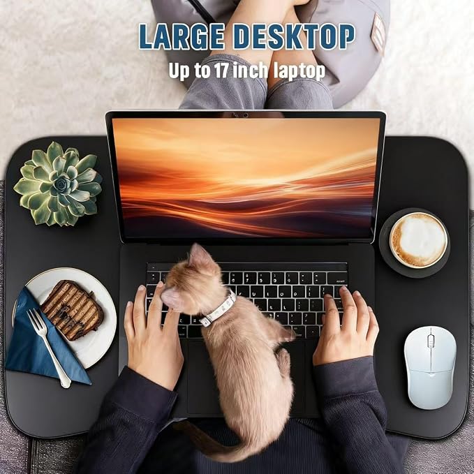 Fayquaze Laptop Desk, Portable Foldable Lap Bed Desk, Laptop Table Tray | Storage Drawer and Cup Holder, Lap Desk Lap Stand Tray Table Floor Table Serving Tray for Eating, Reading and Working - Image 2