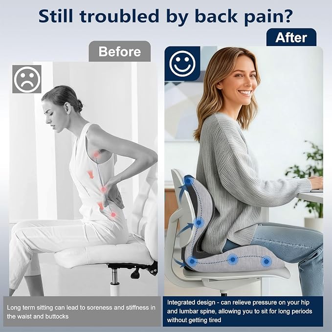 Car Seat Cushion for Long Driving, Office Chair Cushion | Truck Seat Cushion, Increase Height by 3.94 Inch, Double Non slip, Improves Sitting Posture, Sciatica & Tailbone Pain Relief - Image 5