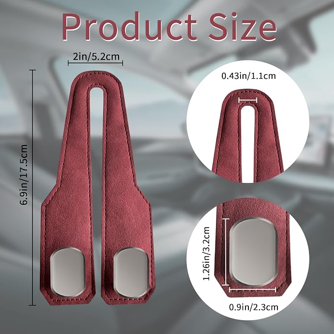 Car Purse Hook, Car Seat Headrest Hooks, Hot Pink Leather 2 Pack | Car Purse Holder Hooks, Universal Car Hangers Seat Back Organizer Storage, Double Metal Hooks for Grocery Purses and Bags - Image 2