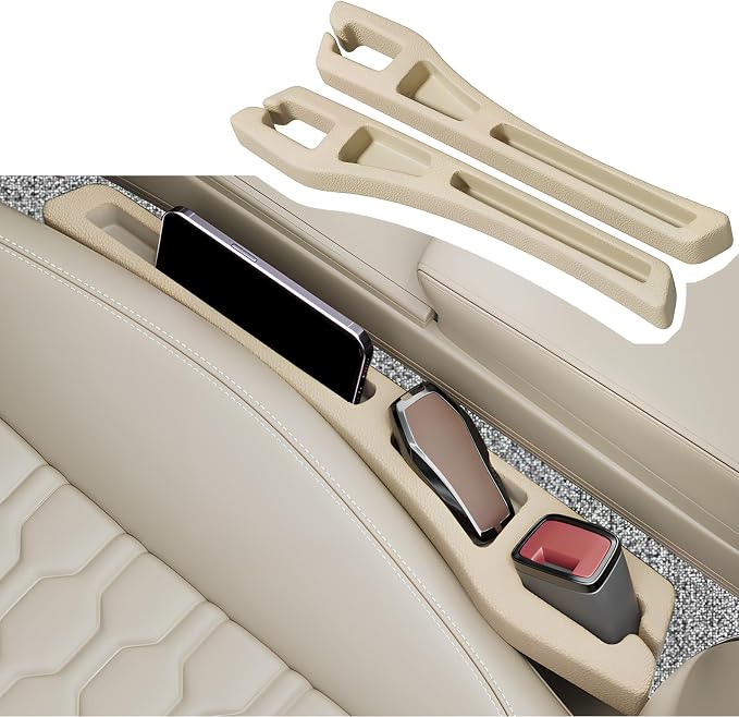 2PCS Car Seat Gap Filler Organizer,2 in 1 Car Gap Filler (Beige) | Multifunctional Design,Fill and Storage Function for Storing Phones Keys Cards,No Drop Seat Guard for Cars Suvs Trucks - Image 7