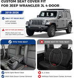 Coverado Seat Covers Fullset for Jeep Wrangler, Waterproof Car Seat Covers for Automotive Truck Seat Covers Custom Fit for 2018-2026 Jeep Wrangler JL 4-Door with Rear Cupholder Only，Black - Image 2