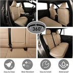 EKR Car Challenger Seat Covers 2008-2010,Leatherette Full Set | Custom Fit for Dodge Challenger 2008 2009 2010-Faux Leather(Beige) - Image 4