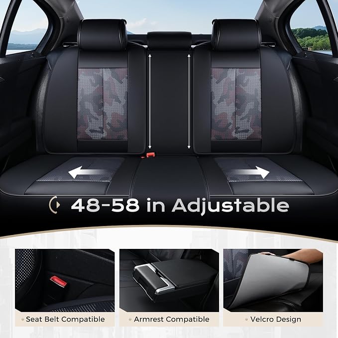 Coverado Car Seat Covers, Seat Covers for Cars, Waterproof Leather Auto Seat Protectors, Leather Car Seat Cushion, Car Interiors Accessories Universal Fit for Most Cars - Image 3