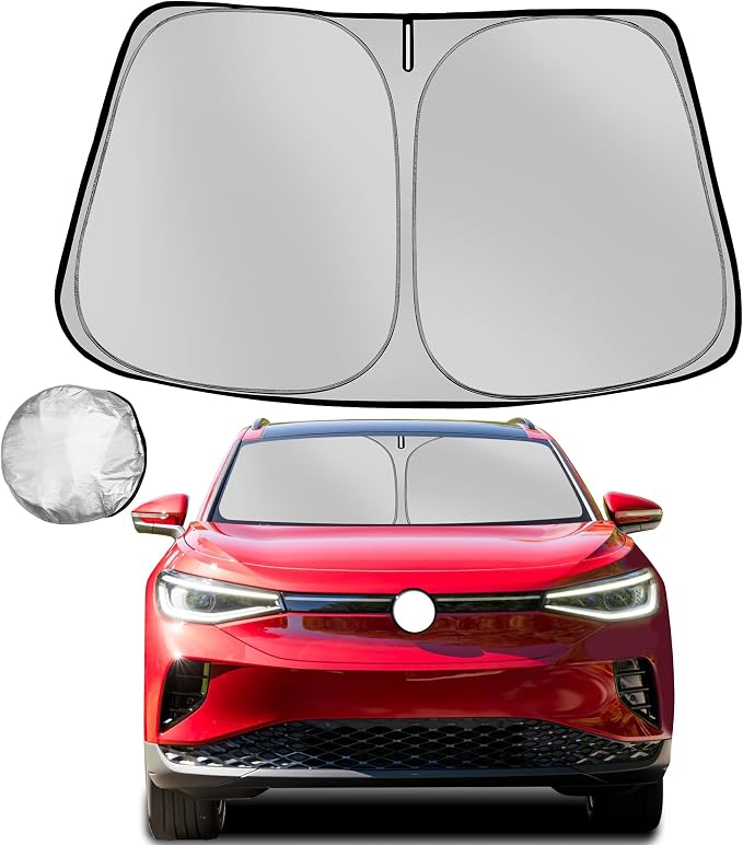 Windshield Sun Shade for 2021-2025 Volkswagen VW ID.4 Foldable Sun Sunshade for Car Front Window Blocks UV Rays and Heat Automotive Interior Protector Custom Fit Accessories | Foldable Sun Sunshade for Car Front Window Blocks UV Rays and Heat Automotiv... by Fonowka