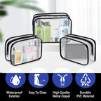 12 Pieces Clear Makeup Bags, TSA Approved Toiletry Bag for Travel, Transparent Cosmetic Pouch with Zipper, Waterproof Vinyl Plastic Organizer Case for Vacation Bathroom (Medium) - Image 3