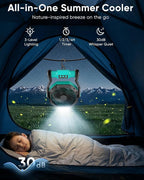 Portable Rechargeable Fan, 20000mAh Battery Powered Camping Fan with LED Light & Hook, 270° Adjustable, 4-Speed, 4H Timer Camping Essentials for Outdoor Tent Travel BBQ Car_Blue - Image 3