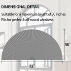 Myshade Arch Window Shades Half Circle Blackout Cellular Shades Cordless No Drill Blinds for Windows Half Moon Honeycomb Fabric No Tools Room Darkening Shades Easy Install (2PCS Grey 72" W X 36" H) - Image 3