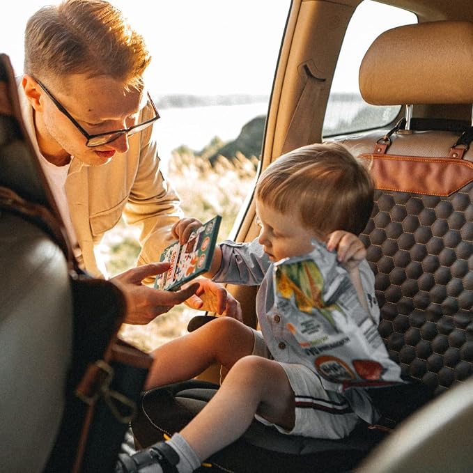 Set Seat Back Organizer & Car Seat Protector Hexy Waterproof & Non-Slip Protector for Child Car Cushion for Leather and Fabric Seats (Hexy Set 1) - Image 7