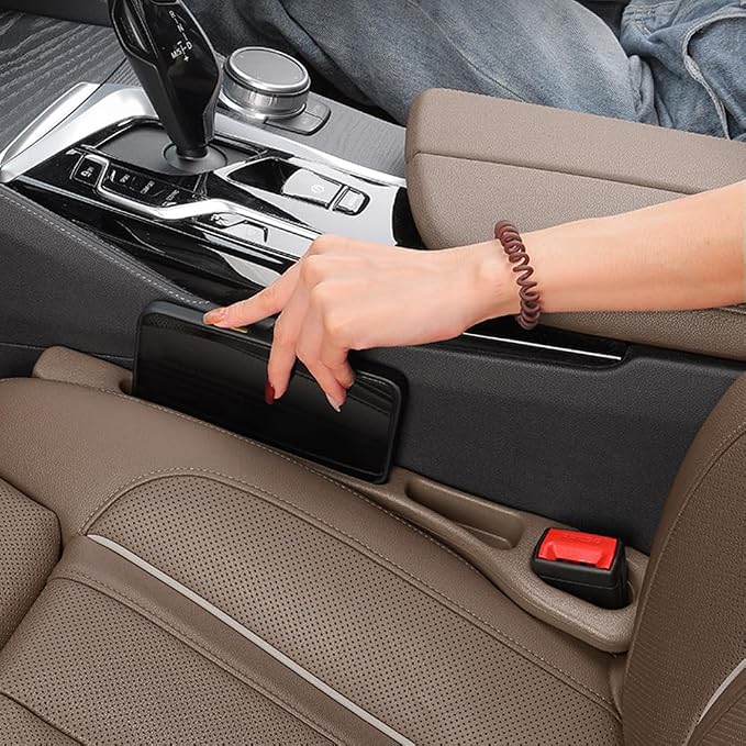 YLXGT Car Seat Gap Filler Organizer Universal for Car SUV Truck Accessories Seat Gap Plug Blocker with Storage Slot Brown 2 Pack - Image 3