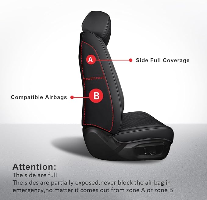 MIROZO Seat Covers,Leather Seat Cover Full Coverage for SUV Sedan Trucks | Black Seat Covers Full Set,Waterproof Leather Car Seat Covers,Universal Seat Protector For SUV Sedan Truck - Image 2