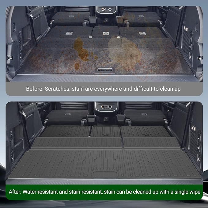 xipoqix Cargo Mat Compatible with 25-26 Ford Expedition Lincoln Navigator | Trunk Mat Backrest Liner TPE Cargo Liner Replacement for 2025 2026 Ford Expedition Accessories (Trunk Mat+Backrest Mats) - Image 3