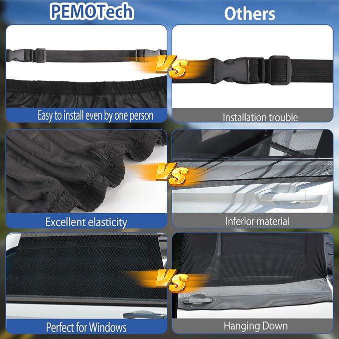Car Window Shades(2 Pack)-Side Window Sun Shades, UV Protection Breathable Spandex Baby Window Covers, Universal Fit Most of Cars, Protect Privacy for Family-(27.5"x57"), Black - Image 4