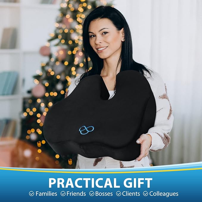 BlissTrends Thick Seat Cushion for Office Chair & Car Seat, XL, Black | Memory Foam with Removable Cover, Ergonomic Tailbone & Sciatica Support for Pressure Relief and Long Sitting, 3.9" Thick - Image 8