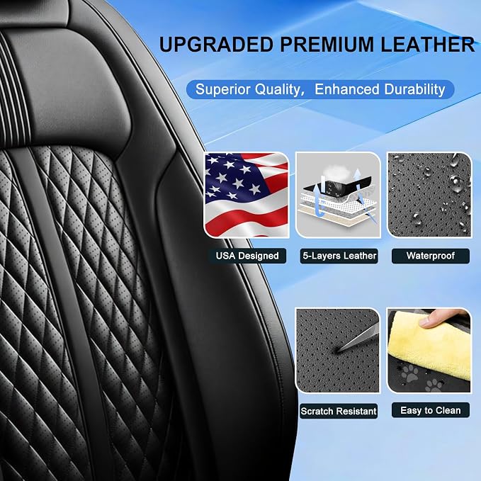 Fit CX-50 Seat Covers Custom Fit for Mazda CX-50 2023-2026, Full Set | Premium Leather Full Coverage Protectors, Waterproof, Breathable, Scratch Resistant, Easy Wipe, Airbag Compatible, Black - Image 3