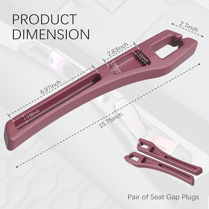 2PCS Car Seat Gap Filler Organizer,2 in 1 Car Gap Filler (Red) | Multifunctional Design,Fill and Storage Function for Storing Phones Keys Cards,No Drop Seat Guard for Cars Suvs Trucks - Image 2