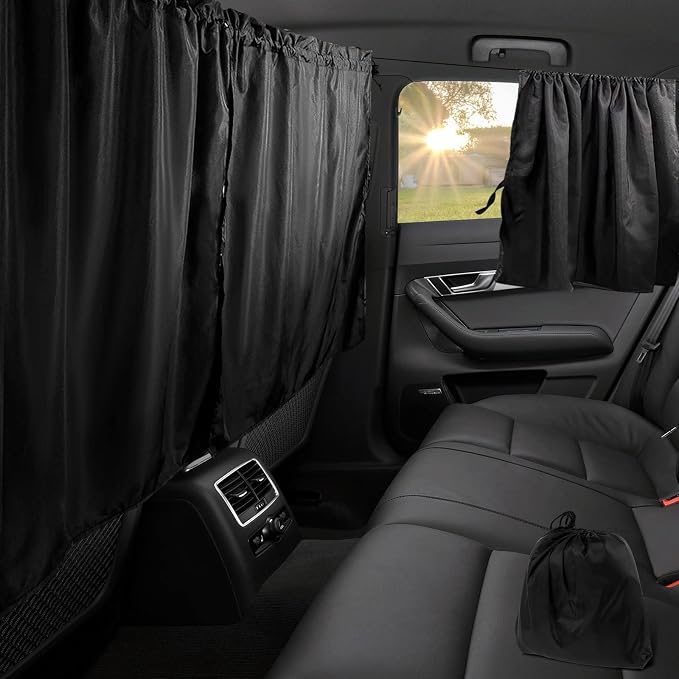 Car Privacy Curtains, Universal Car Window Shades Light Blocking Sunshades, Auto Blackout Curtains Baby Shades Wide Sedan SUV Sunshade Screen Covers for Travel Camping Nap Sleeping (3 pcs) - Image 7